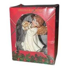 *3 FOR $9* NEW Christmas Resin Vintage Angel Cherub Harp Playing Figure Ornament